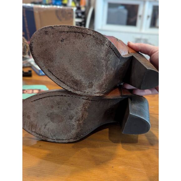 Frye Izzy Gladiator Leather Sandals Women’s 9.5 Brown Strappy Heel Boho - Picture 7 of 10